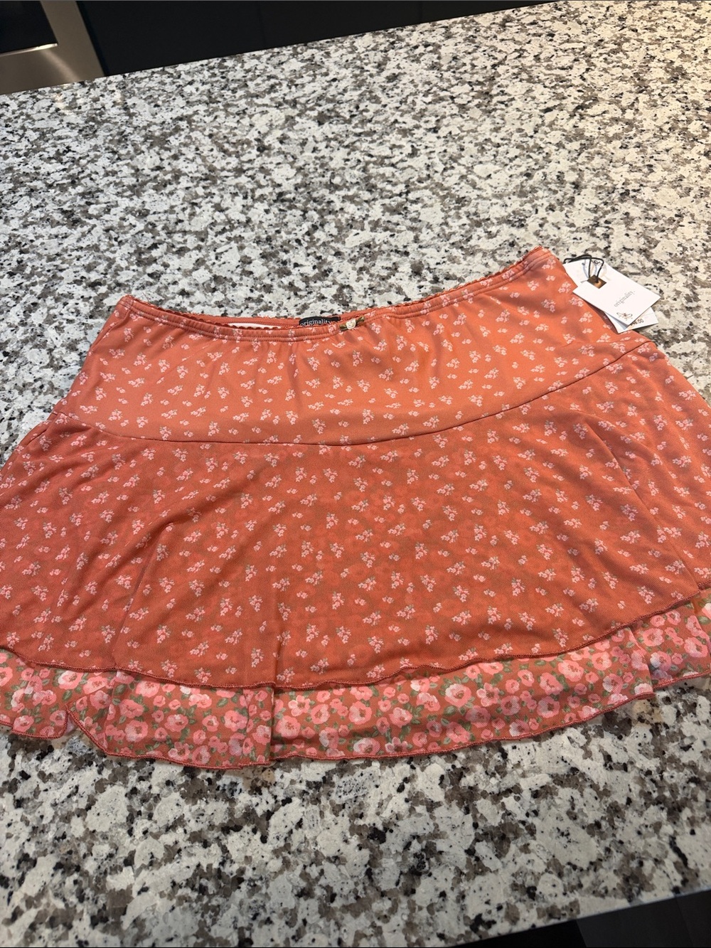 Women's Floral Tiered Mini Skirt - Coral